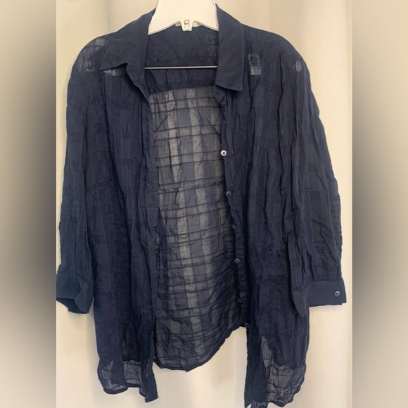 Coldwater Creek Tops - ColdWater Creek Blue Blouse Top, Button Up, 3/4 Length Sleeves; Size XL (16)